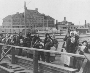 Library of Congress, "Landing at Ellis Island," digital file from photomechanical print,Prints and Photographs Online Catalog, (http://hdl.loc.gov/loc.pnp/cph.3a14957 : accessed 25 Sep 2014), photo taken 1902, Reproduction no. LC-USZ620-12595.