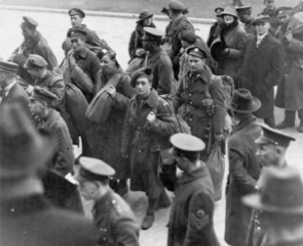Library and Archives of Canada, "Last march with the old kit," digital file, (http://en.wikipedia.org/wiki/Military_history_of_Canada_during_World_War_I#mediaviewer/File:Last_march_with_the_old_kit.jpg : accessed 30 Sep 2014), Reporduction no. PA-023005.