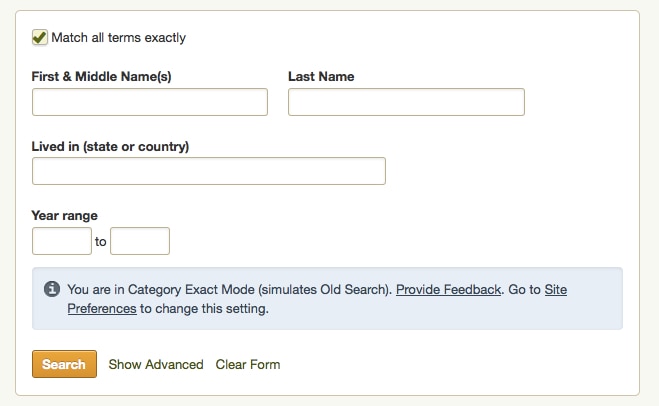 Category Exact Search Form