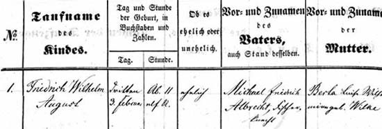 Beispielseite: Taufeintrag