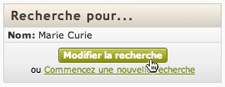 Bouton Modifier la Recherche sur Ancestry.fr