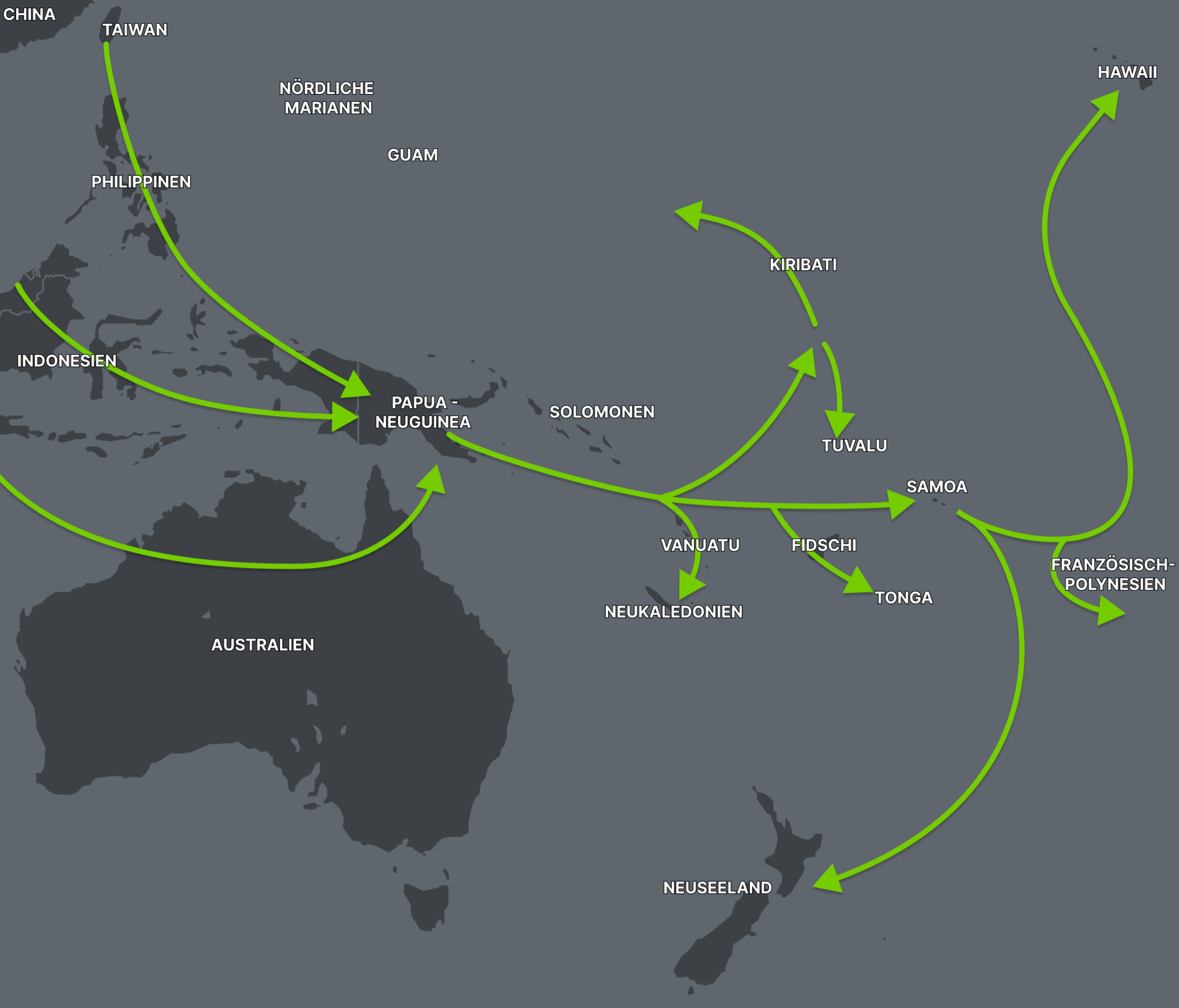 A map of possible polynesian migration