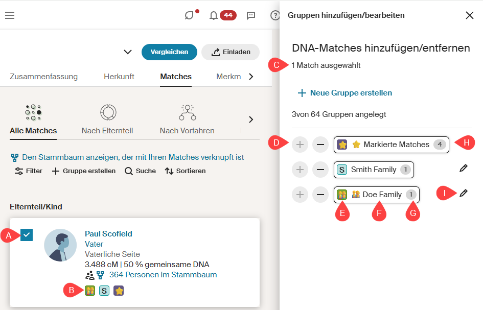 Gruppieren von Übereinstimmungen