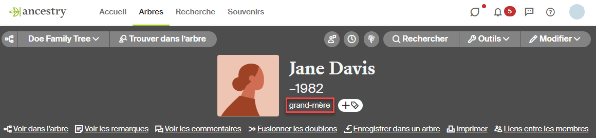 lien de parenté sous le nom