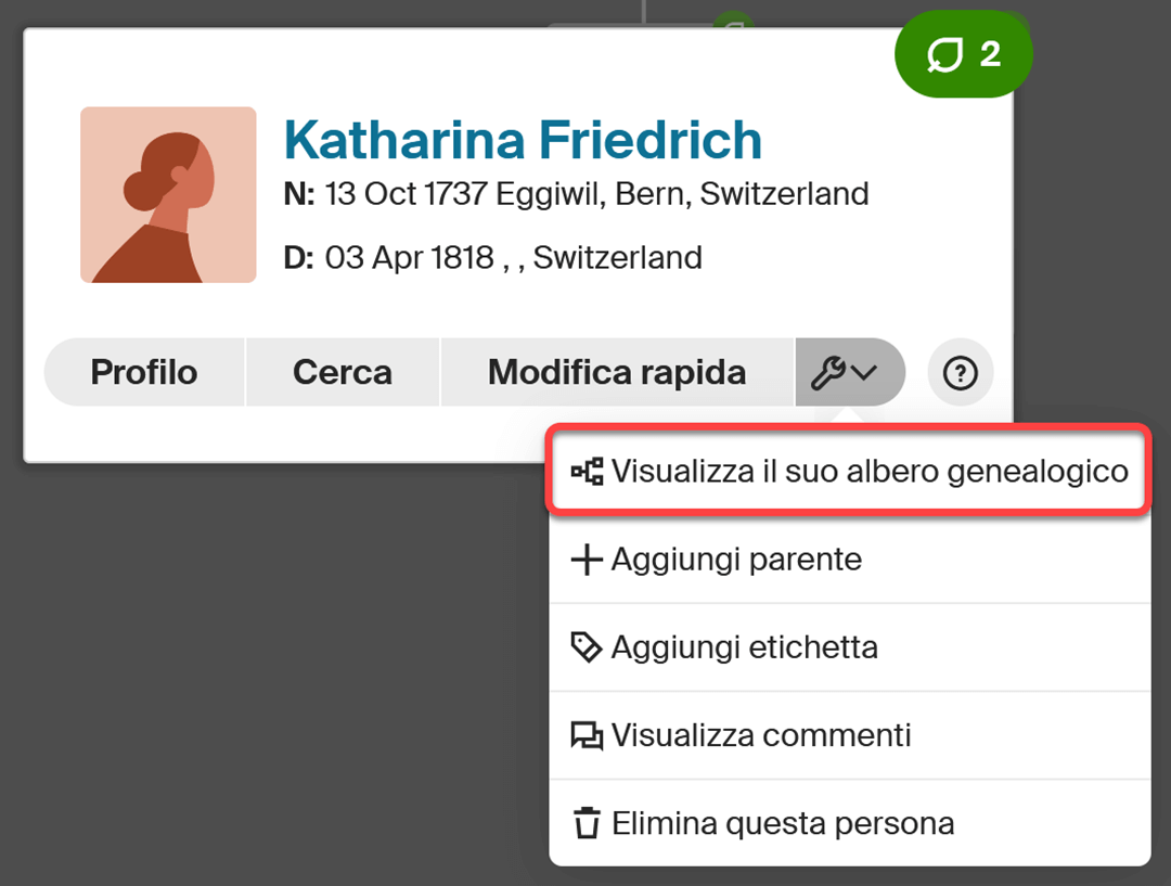Opzioni del mio account