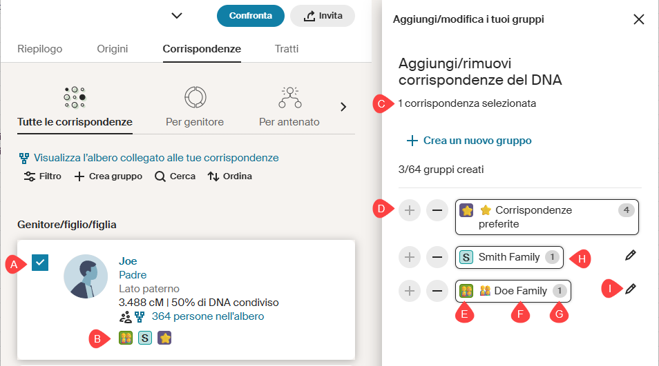 raggruppamento di corrispondenze