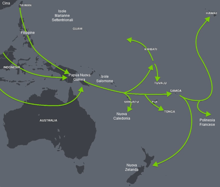 A map of possible polynesian migration