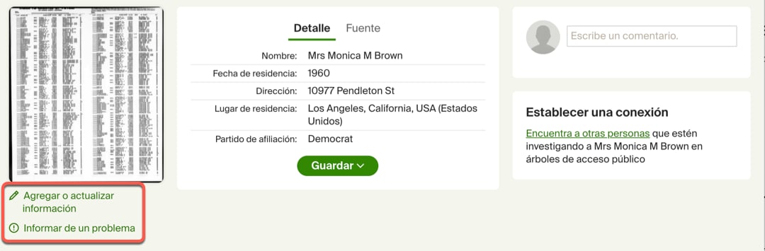 Agregar o actualizar información
