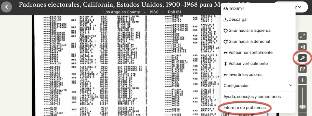 Informar de problemas