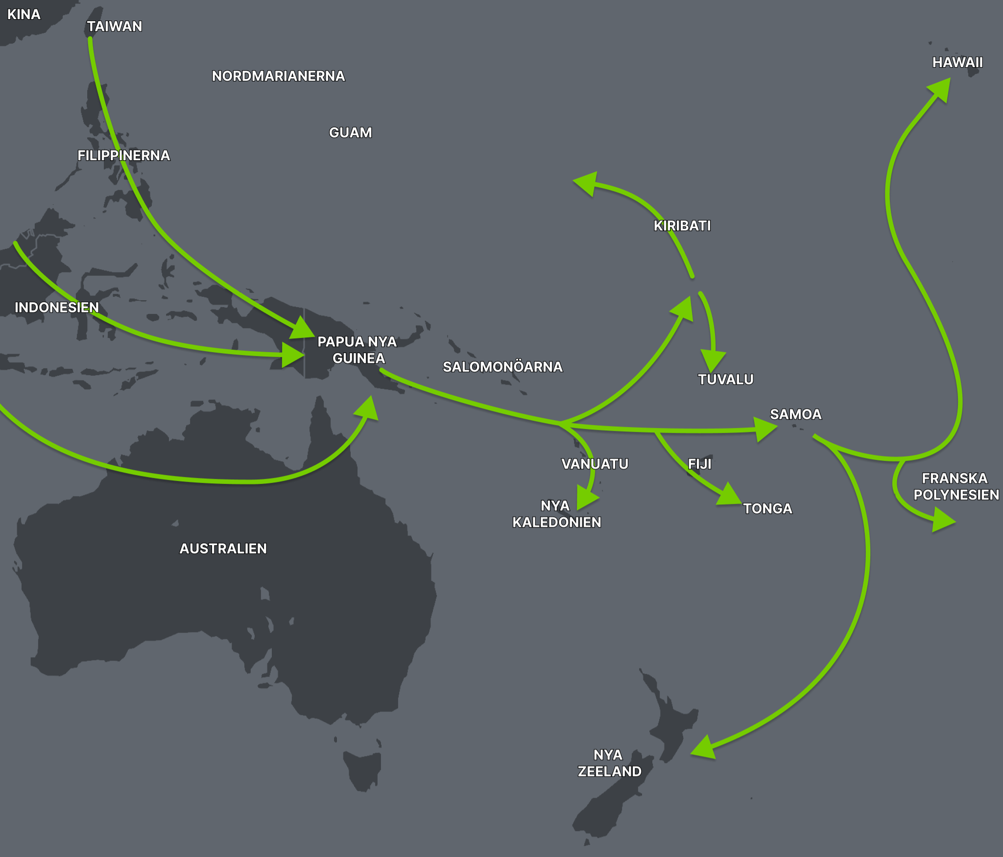 A map of possible polynesian migration