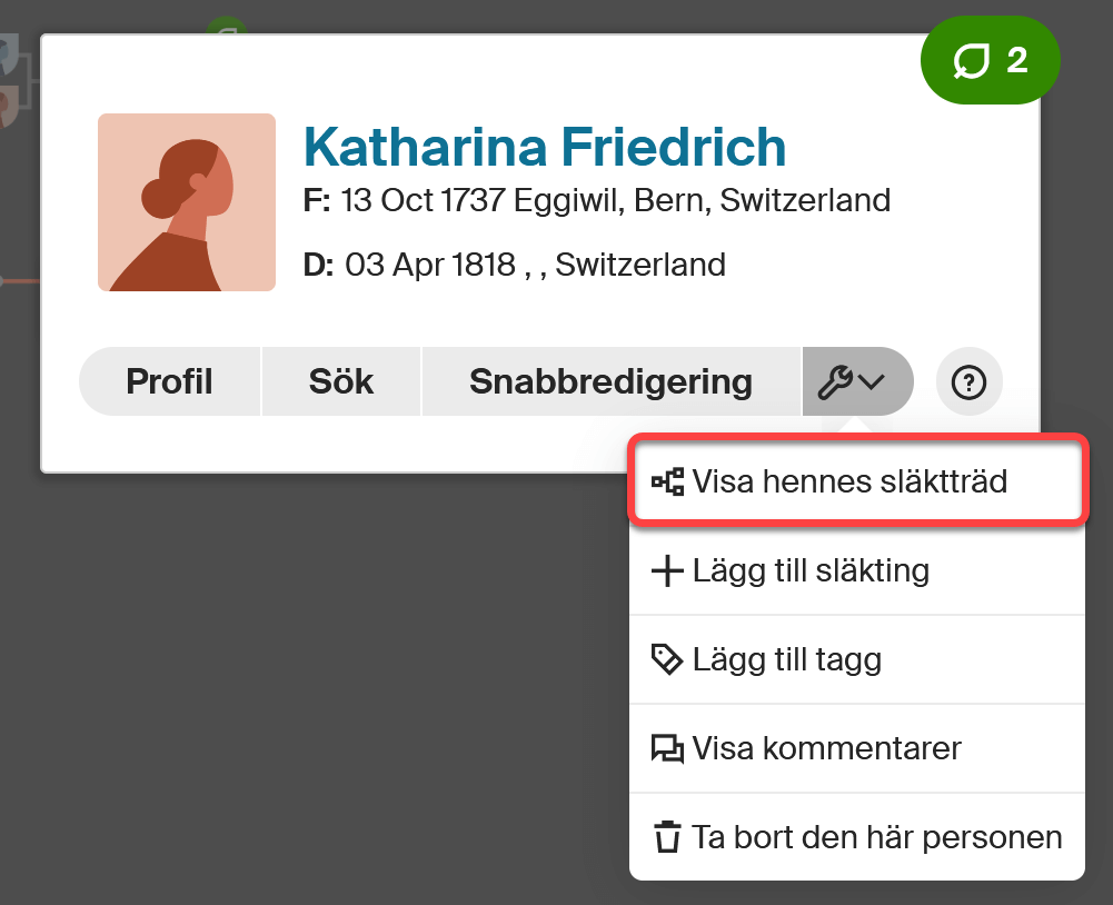 Alternativ för Mitt konto