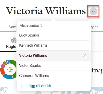 the DNA test selection drop-down menu