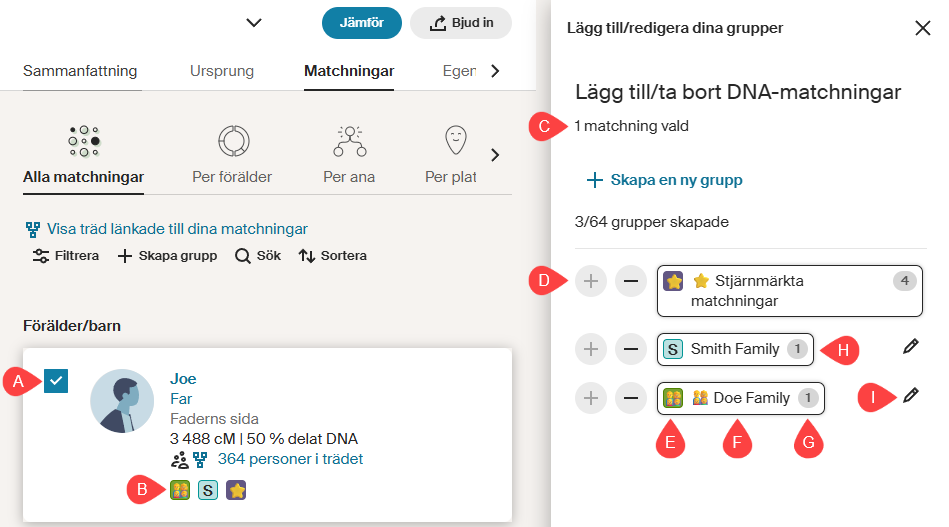 gruppering av matchningar