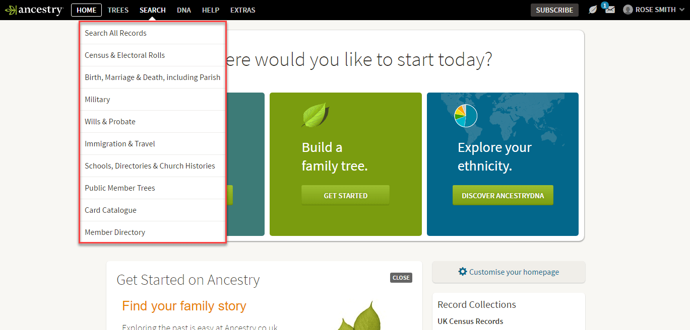 How to search ancestry