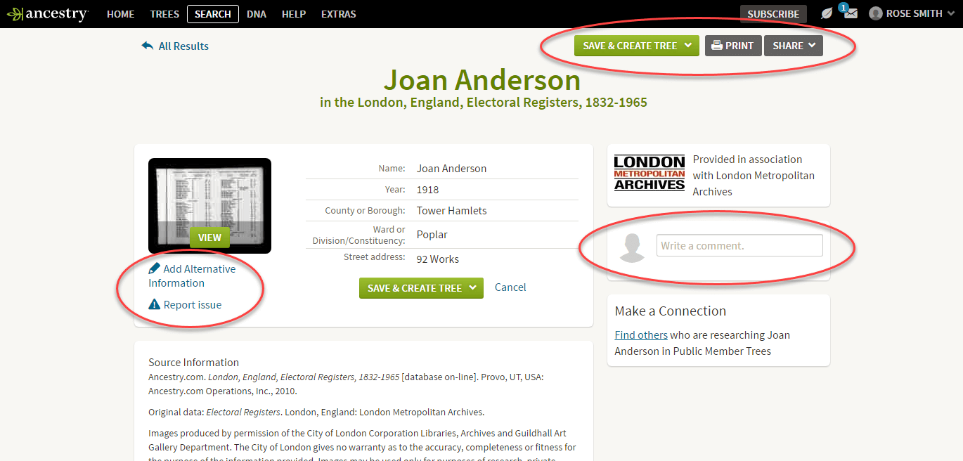 How to search ancestry