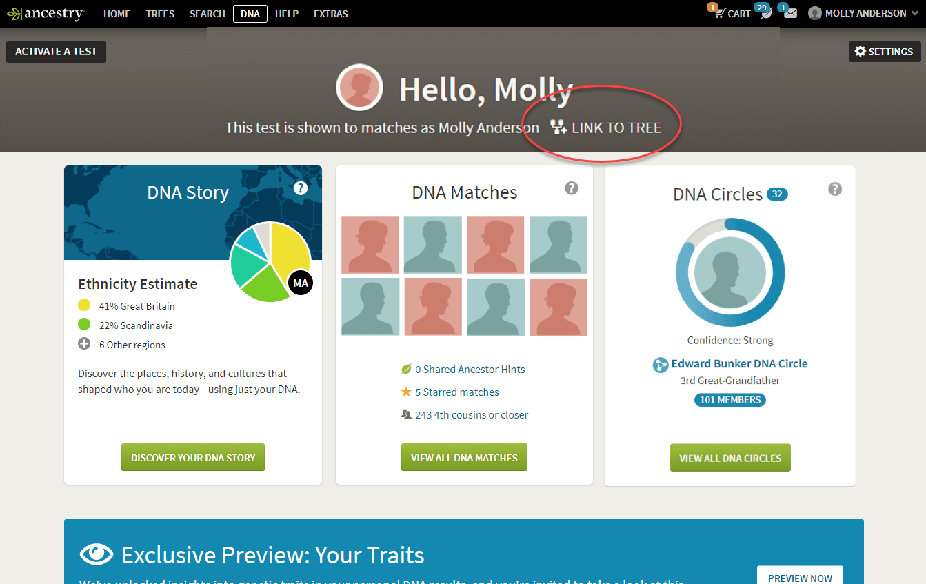 linking dna to a tree family tree 5 members