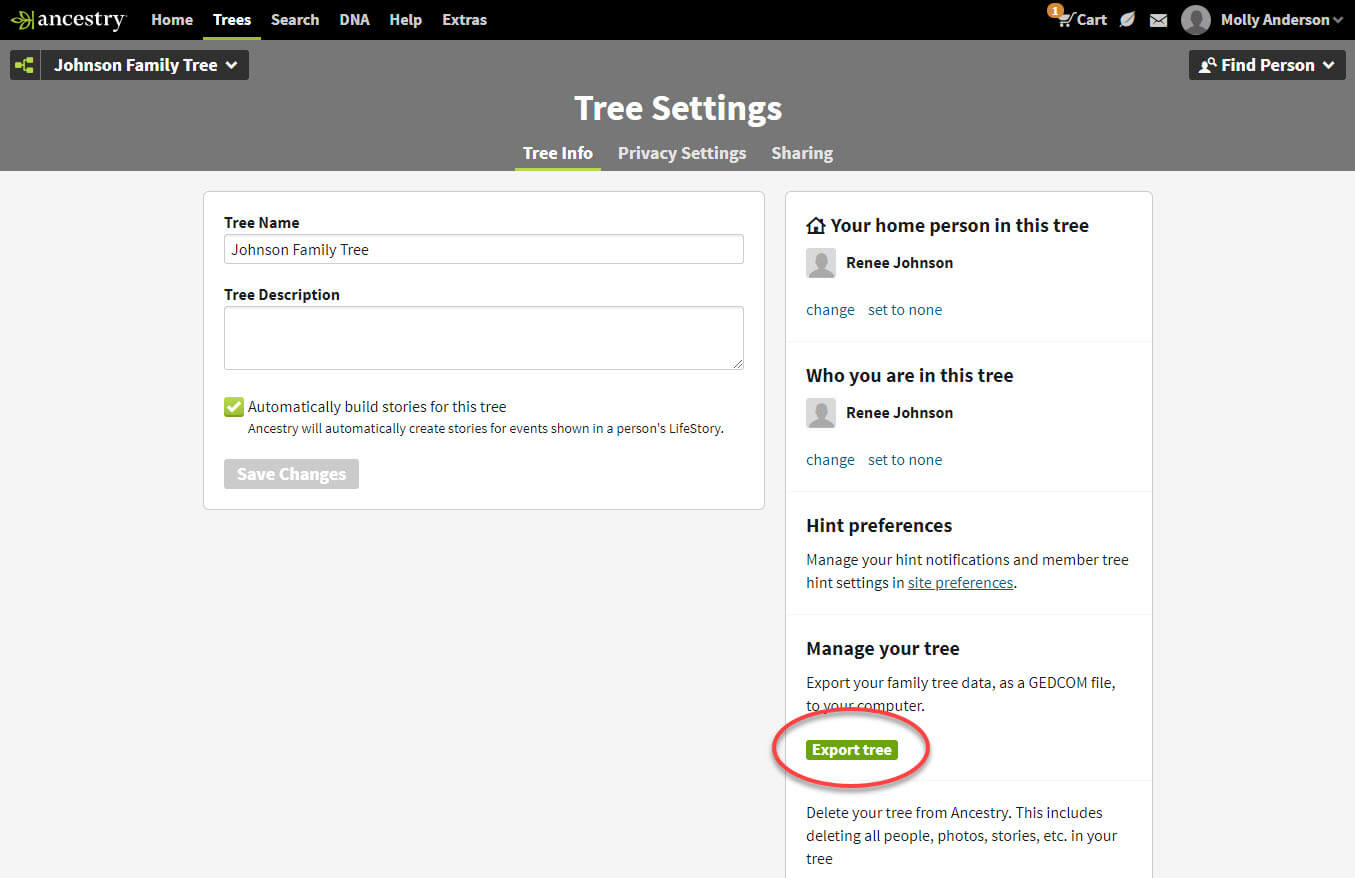 moving trees between accounts
