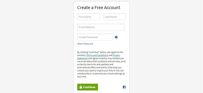 creating a free ancestry account