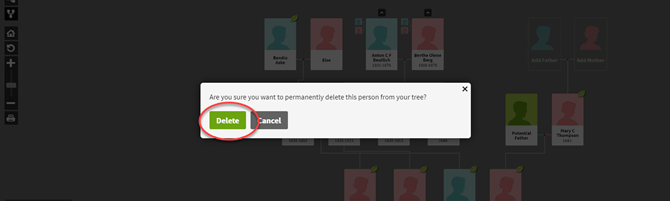 deleting people from a tree
