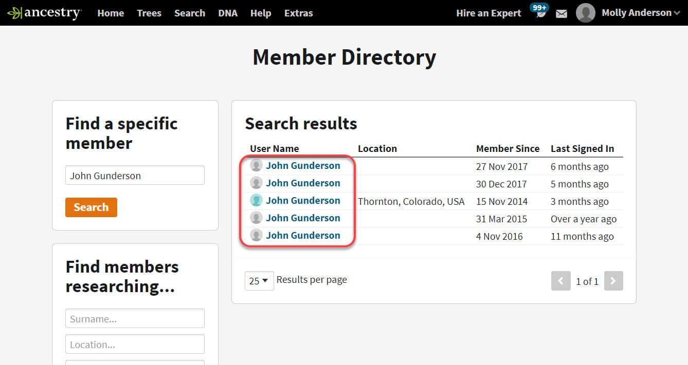 Sending Messages on Ancestry