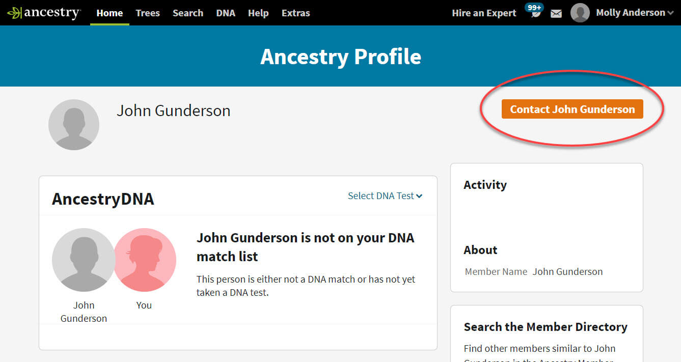 Sending Messages on Ancestry