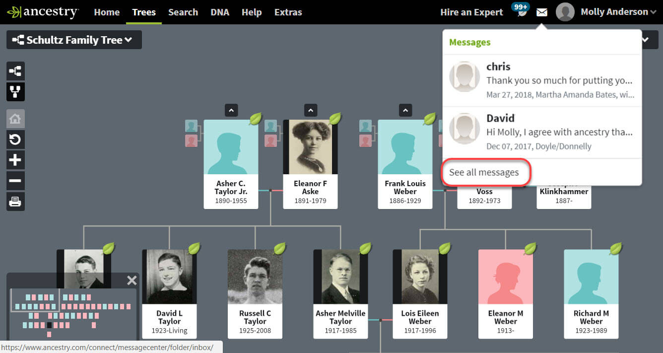 Sending Messages on Ancestry