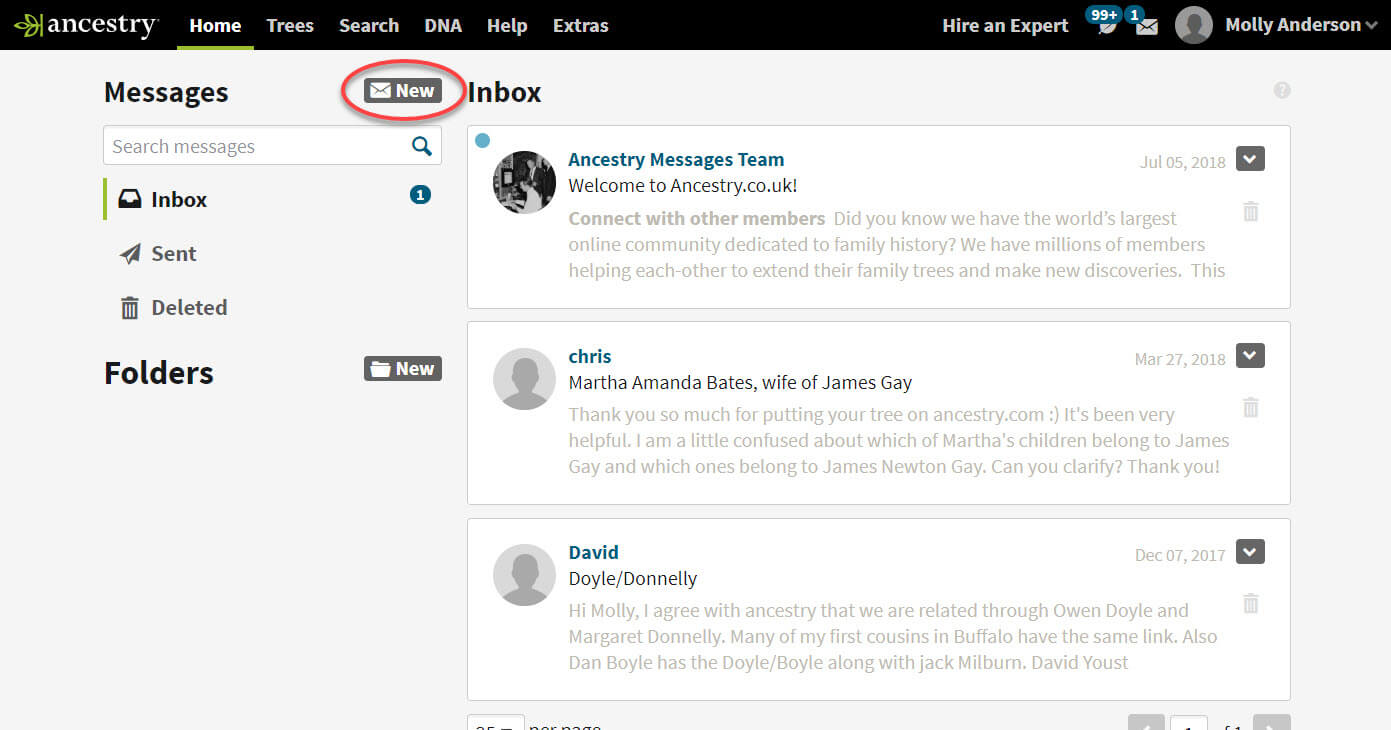 sending messages on ancestry support ancestry com
