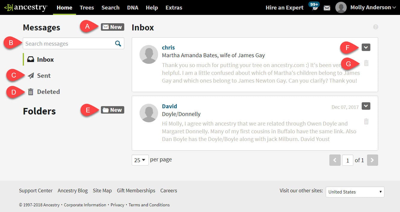 Sending Messages on Ancestry