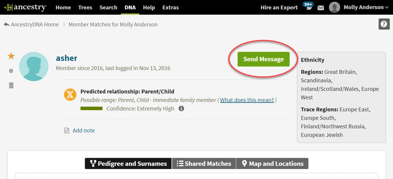 Sending Messages on Ancestry