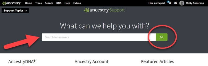 using ancestry support support ancestry com