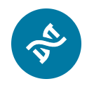 DNA helix in a solid blue circle