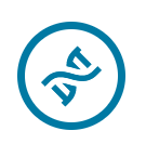 DNA helix in a circle outlined in blue