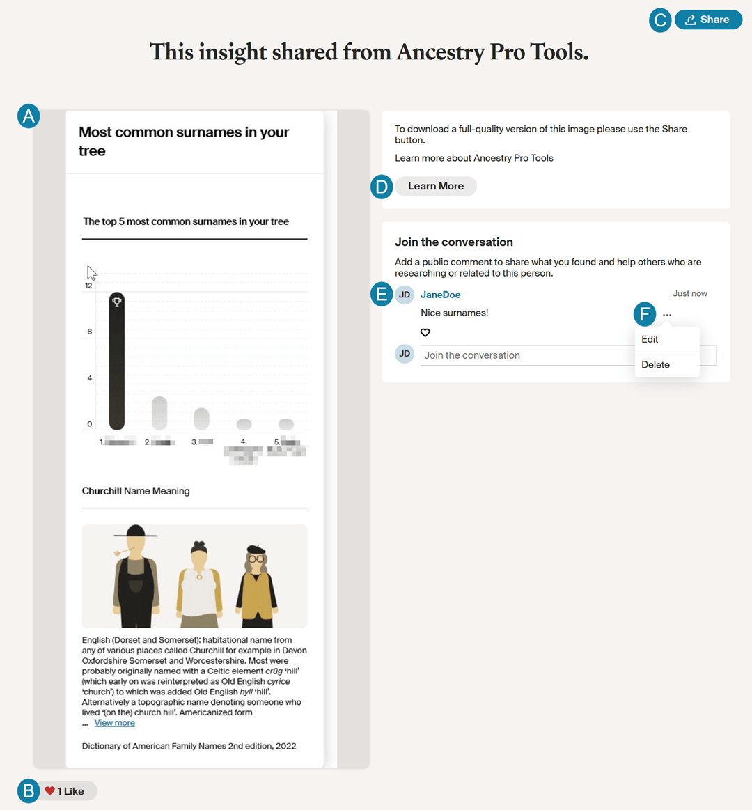 Example image of a shared tree insight page
